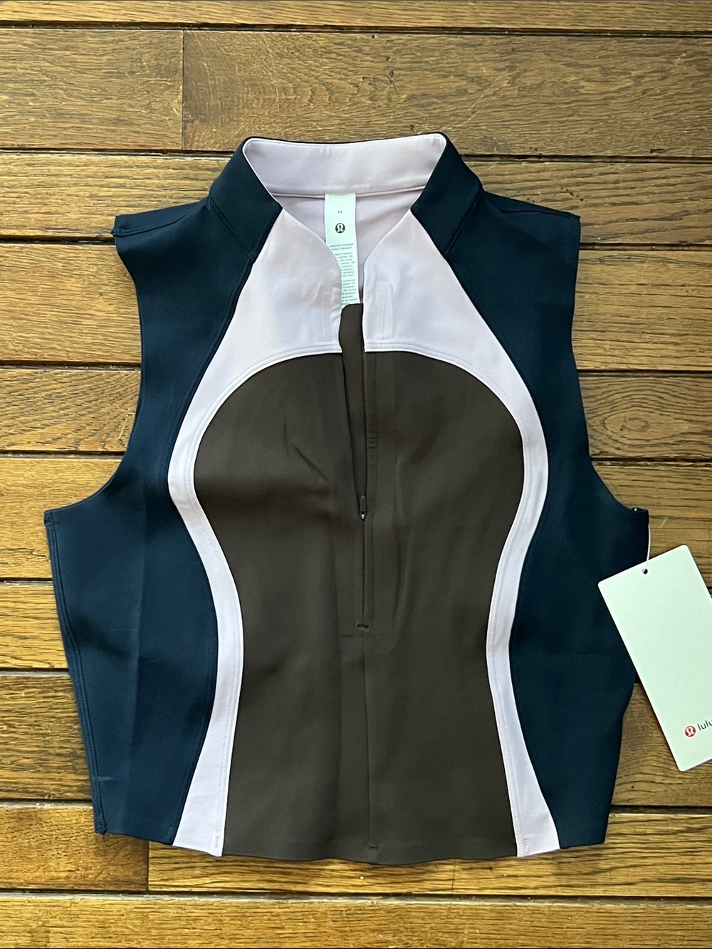 Lululemon Mahogany Muse Lilac Play Navy Ultralu Zip Front Tank Size Medium NWT